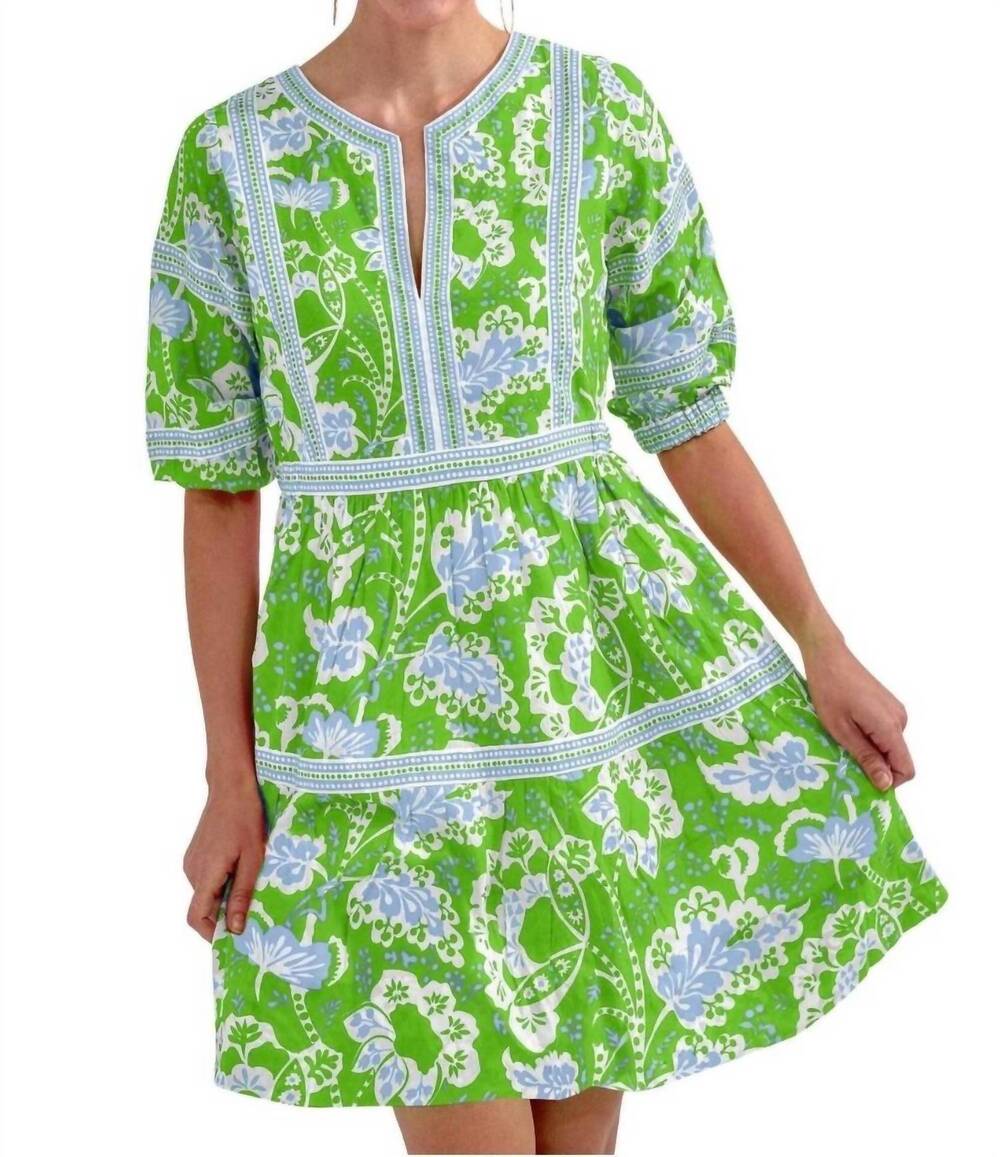 NEW GRETCHEN SCOTT border mini dress in flora green